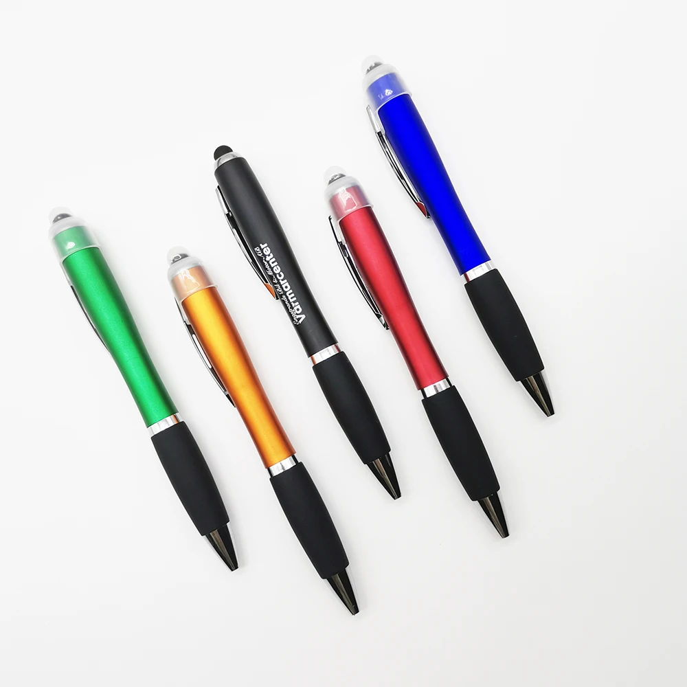 Пластиковый рекламный подарок светодиодный сенсорный экран ручка пользовательский лазерный логотип стилус шариковая