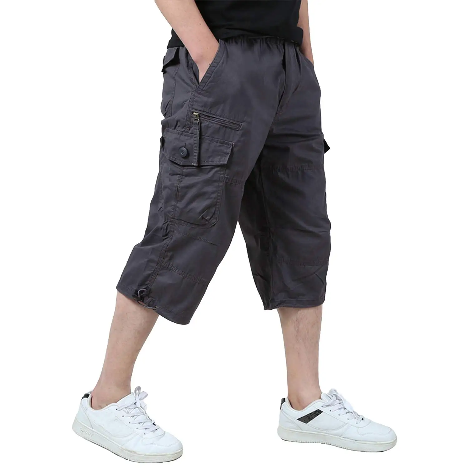 Pantaloncini Cargo elastici da uomo con cerniera Multi-tasche