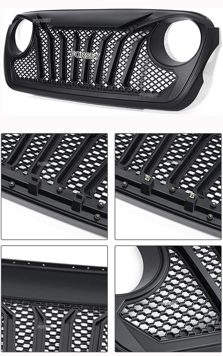 Abs Front Grille For Wrangler Jl 2018+ Plastic Grille Modified Car