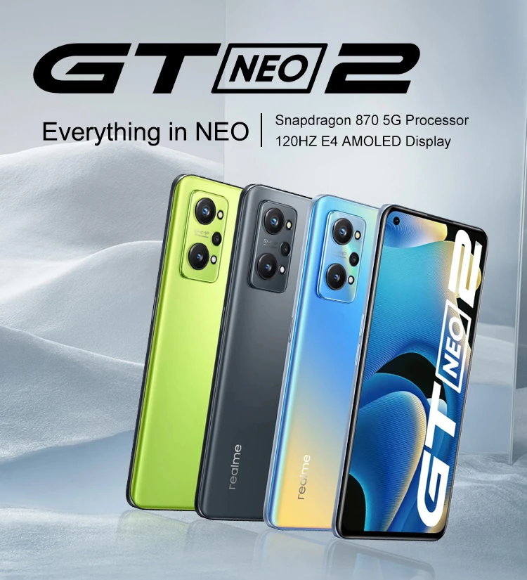 Original Realme GT Neo 2 5G 6.62 Inch 120Hz AMOLED E4 Screen Snapdragon 870  5000mAh Battery 65W Charge NFC Smart Phone Realme GT| Alibaba.com