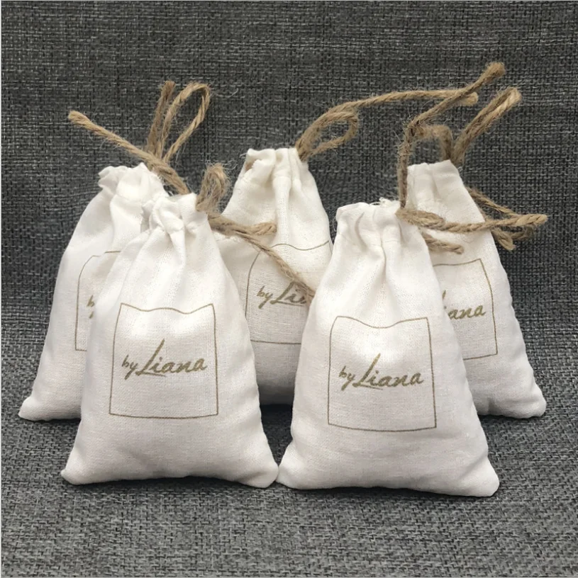 Double Drawstring Cotton Pouch Gift Sachet Bags Diy Cotton Muslin