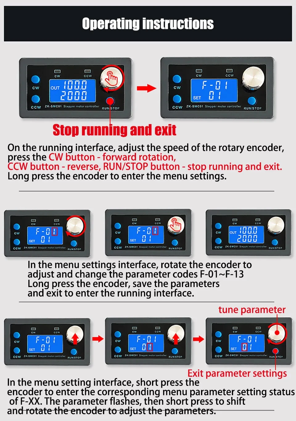 NEMA17 NEMA23 Stepper Motor Controller - Programmable CW CCW Delay