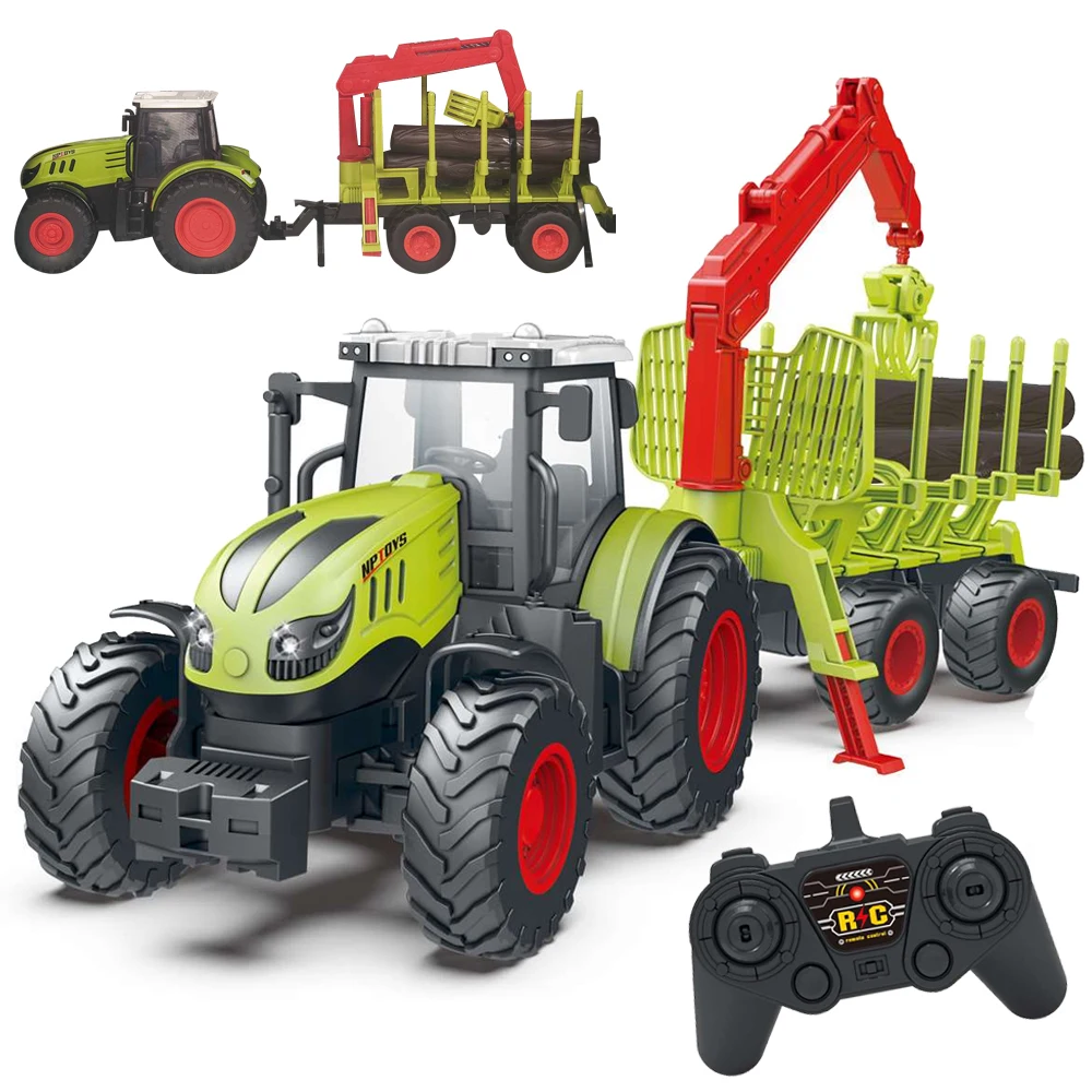 Kids Toys RC Tractor Set Remote Control Tractor Toy 1:16 Rechargeable Die  Cast Farm Vehicle Toys with Light