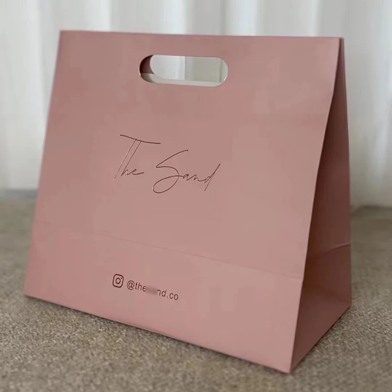 Custom Design Biodegradable Paper Shopping Bag Gift Bag With Die Cut Handle for Clothing Shop