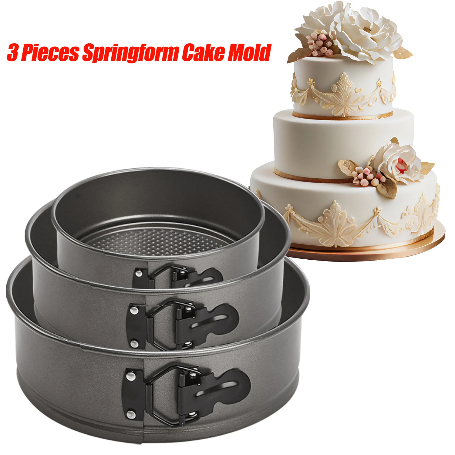 Springform Pan Set Of 3 Nonstick Cheesecake Pan,9 10 11 Inch Leakproof