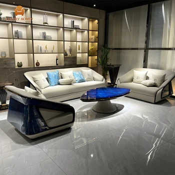 High Quality Living Room Furniture Sets Modern Sofa Leather Luxury Italian Leather Sofa Set