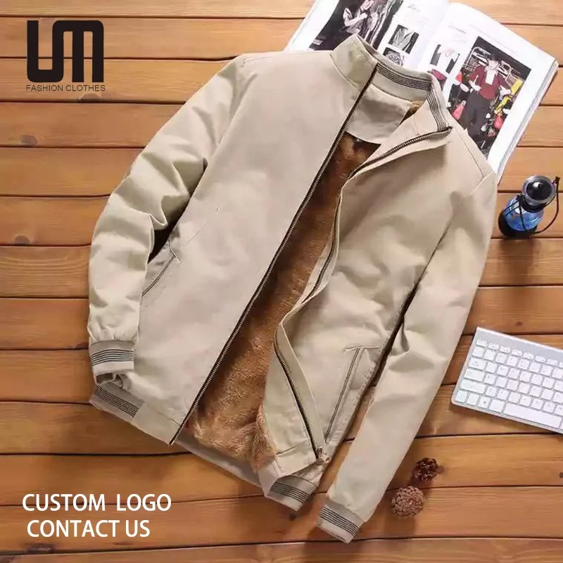 Winter Warm 2024 New Arrivals Men Thick Fleece Bomber Jackets Windbreaker Stand Collar Outerwear_voghion.com