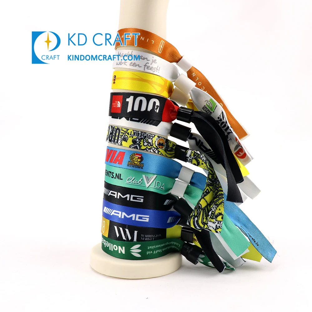 No Minimum Order Customized Plain Sublimation Festival Event Polyester Wrist Band Bracelet Woven Elastic Custom Fabric Wristband