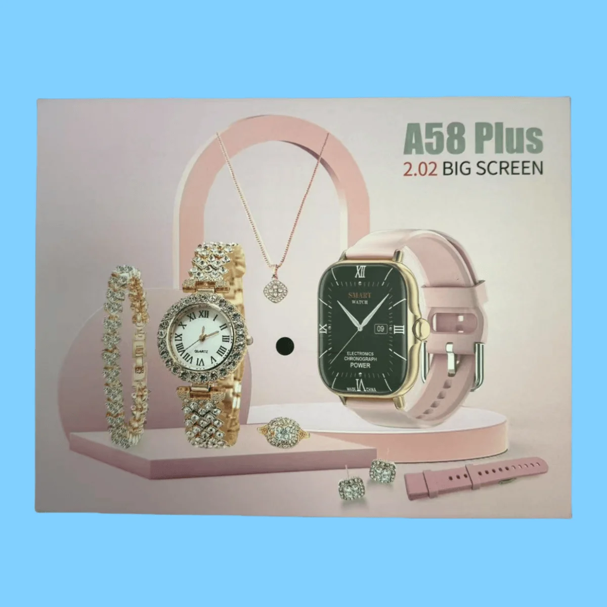 Olywear A58 Plus Smartwatch for Ladies - Stylish Design, Pedometer 