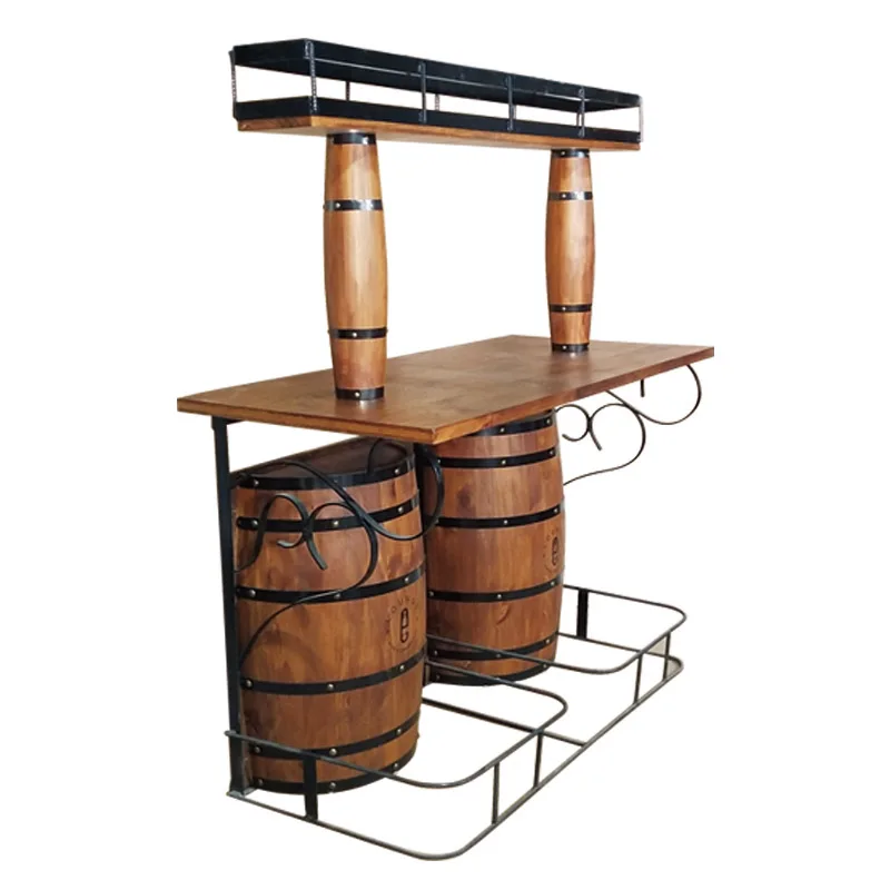 Painted Wood Barrel Chair Furniture with Table Beer Decor