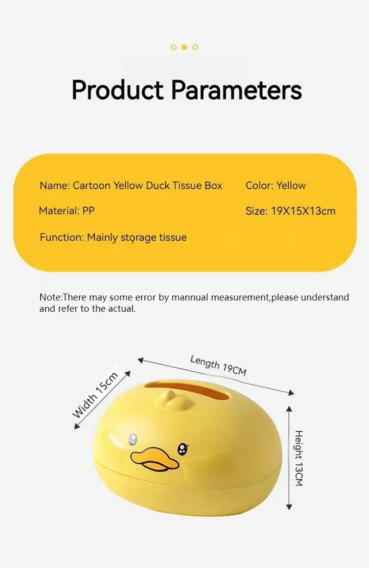 Yellow Duck Shape Desktop Dustproof Little Carton Holder Simple Household Plastic Tissue Box factory