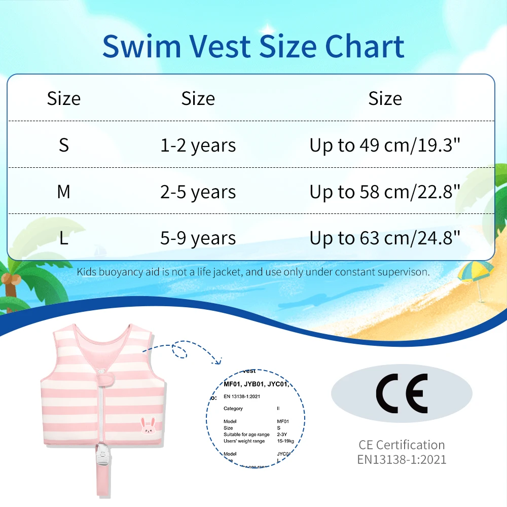CE Certificated Child Baby Life Jacket Kids Swim Floating  EPE Foam Lifejacket Toddler Neoprene Aid Vest