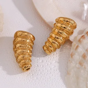 Ilona Chunky 18K Gold Plated Stainless Steel Stud Earrings Waterproof Exaggerated Cicada Pupa Design Earrings Jewelry