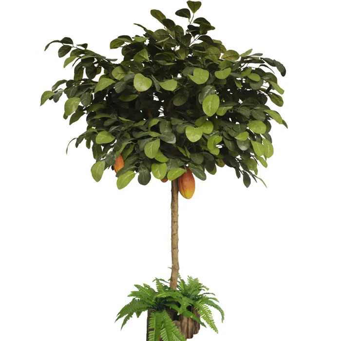 High Quality Factory Greenery Topiary Cocoa  Fake Fruit  Artificial Cocoa Tree for Garden Decor