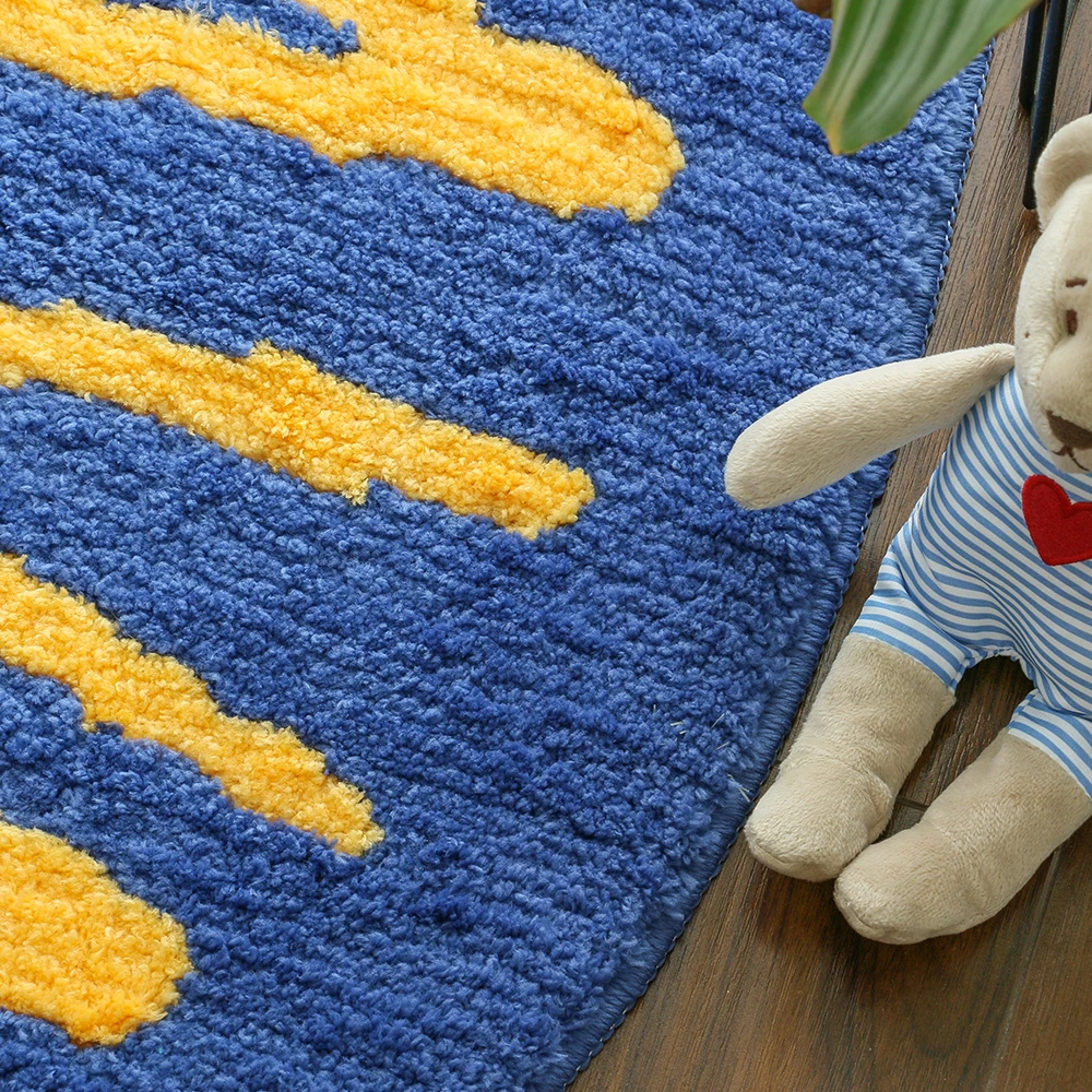 Big Machine Tufted Fish Animal-shape Bathroom Anti-Slip TPR Floor Mat Strong Water Absorption Microfiber Shaggy Bath Mat