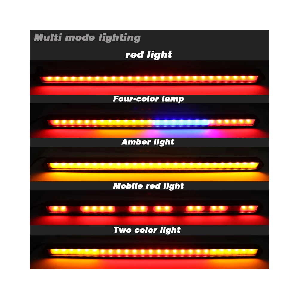 42inch Multi Color RGB Bar Warning Light Strobe 12V Led Light Bar With Turn Brake Reverse Lights