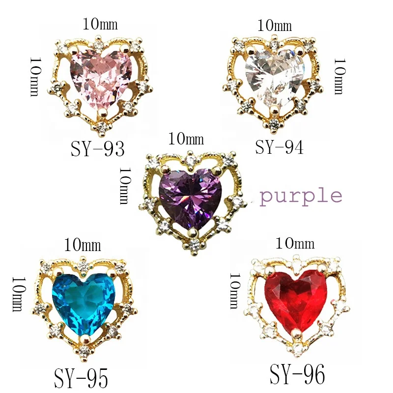 Valentine's Day Aurora Peach Heart Series Nail Art Charms Gold