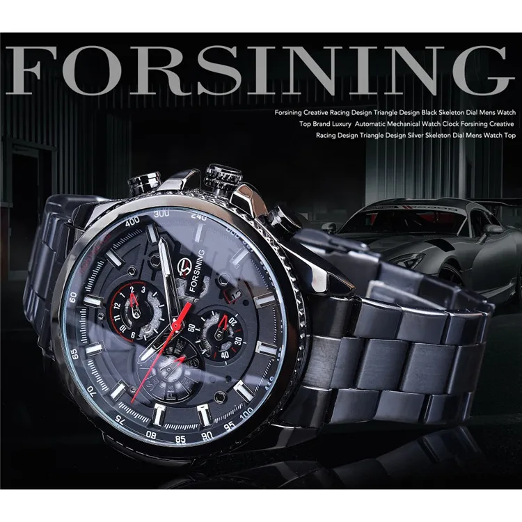 FORSINING F1137  Skeleton Automatic Watch for Men Leather Strap Automatic Watches
