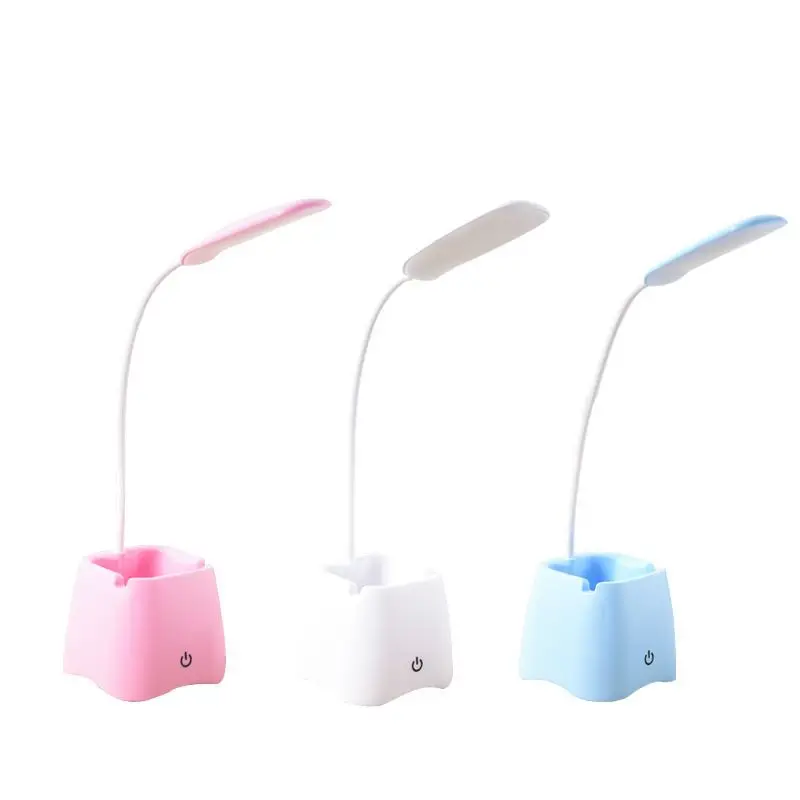 2020 Hot Modern Touch Switch Dimmable Eye Protection Reading Kids Pen Holder USB Rechargeable LED Desk Lamp