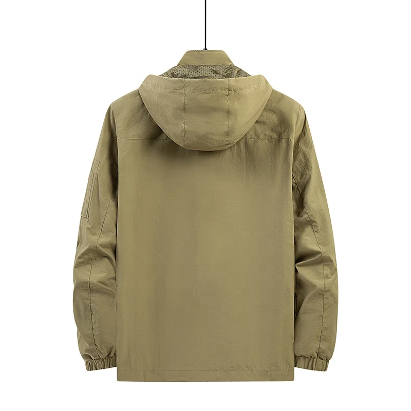 2024 Spring Autumn Outdoor Casual Windproof Baggy Jacket Men Waterproof Detachable Hat Multiple Pocke Pizex Trench_voghion.com