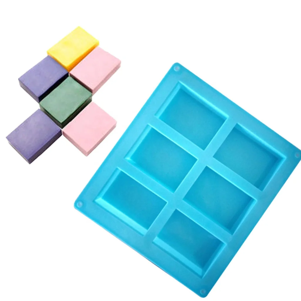 6 Cavities Rectangle Soap Silicone Cake Mold 3D DIY Handmade Soap Making Craft 