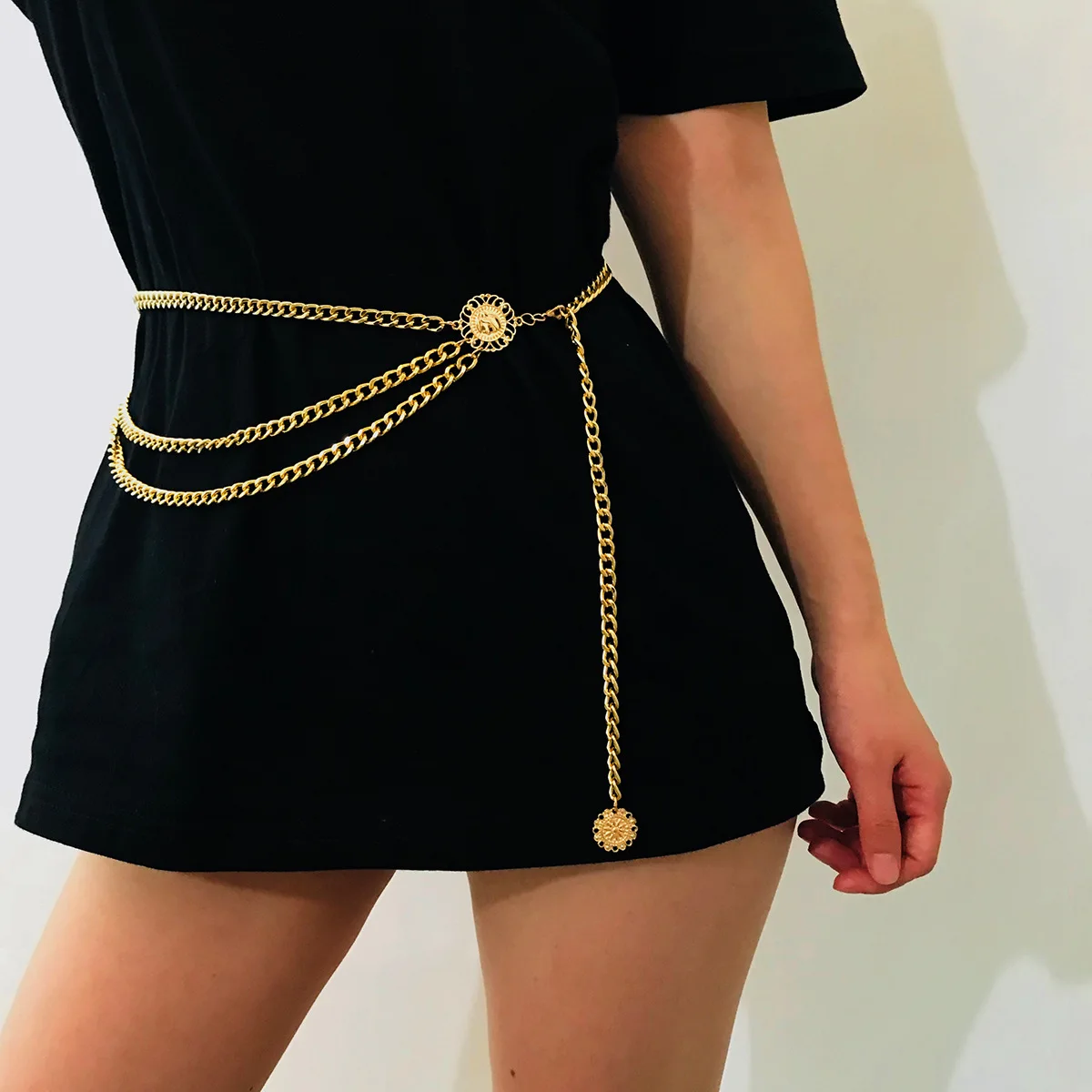 Western style retro punk body chain waist chain belt