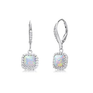 Keiyue High Quality Fine Fashion 925 Sterling Silver Jewelry Opal Stone Earrings for Girls Gift