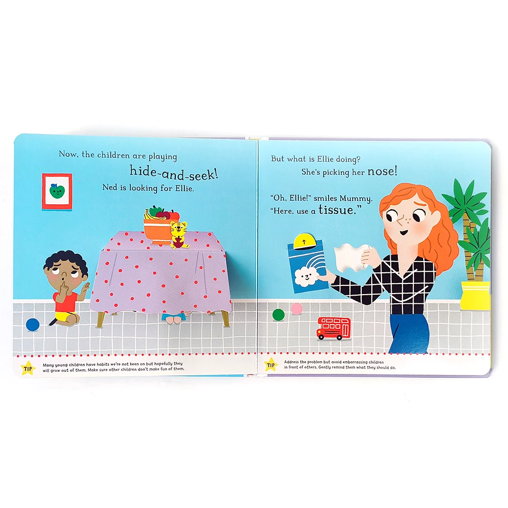 High Quality Custom Lift-The-Flap Book Push Pull Slide Montessori Book Hardcover Kids Board Book Printing