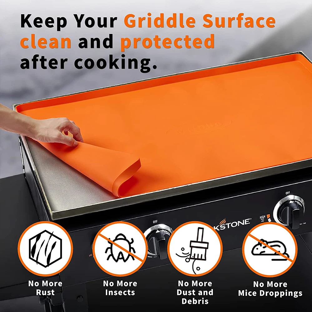 36" Heavy Duty Food Grade Silicone Grill Cover Griddle Protective Mat