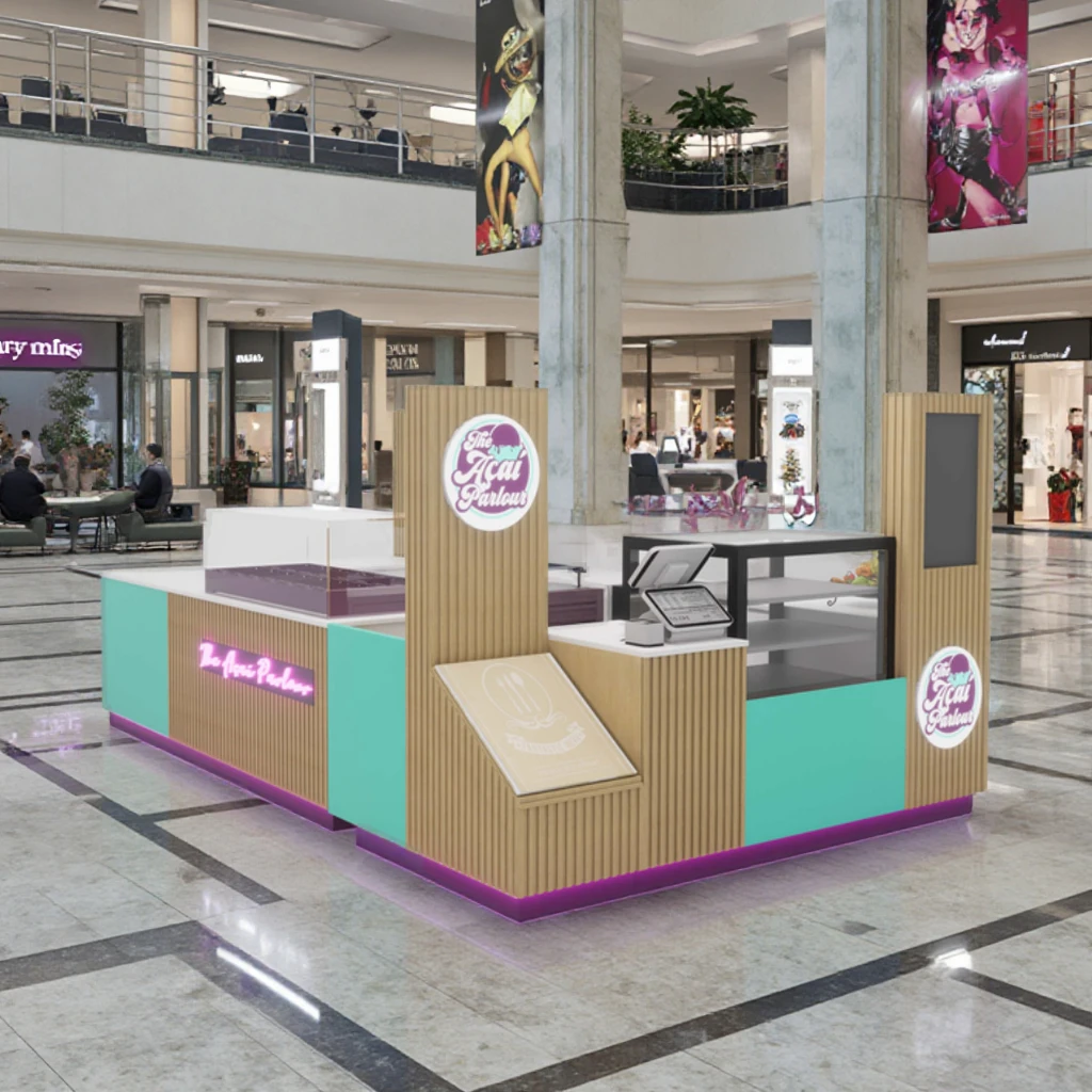M2 Display UK Unique Store Design Modern Restaurant Design  4X2.5 Kiosk Shopping Mall Indoor Display Stand Food Kiosk For Sale