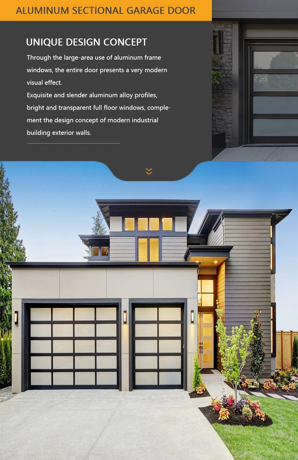 Cheap Aluminium Black Door Sectional Price Aluminum Glass Garage Doors