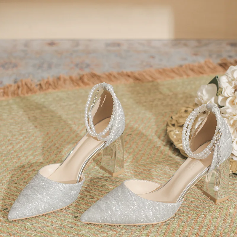 ladies dress heels Wholesale Fashion Closed Toe Design Square High Heel Elegant Style Femme Shoes Pumps Sandals for Women shop