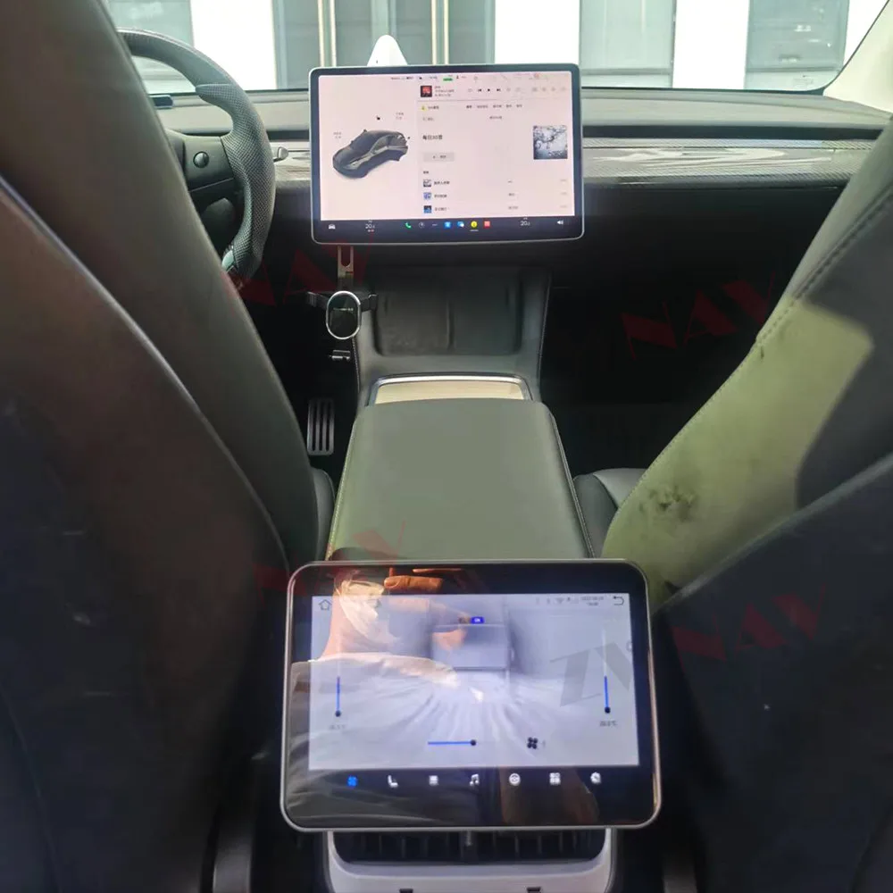 AMD Intel  Air Conditional for Tesla Model 3 Model Y AC Panel Virtual Back Row Seat CockPit LCD Car Speedometer Android Screen