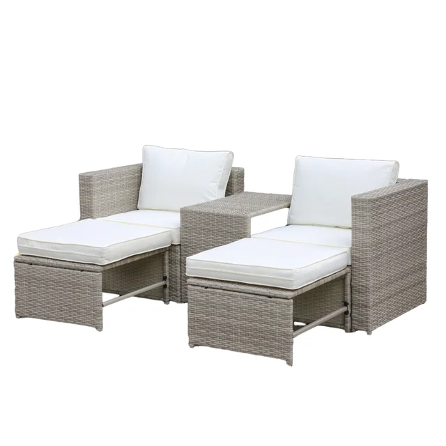 Homecome Modern Design 5-Piece Lounge Set Rattan Outdoor Furniture Garden Modular Balcony Set