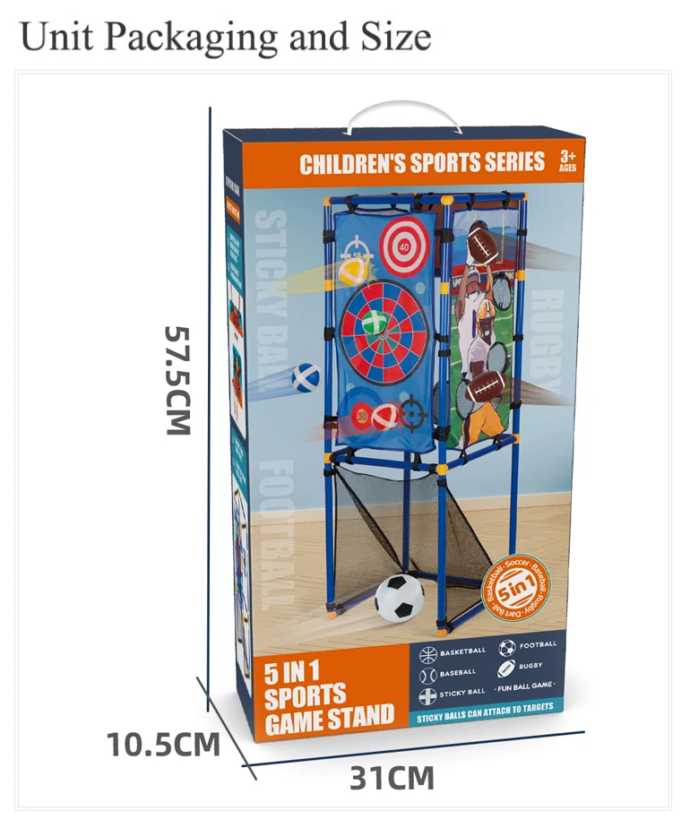 5 in 1 Interactive Sports Game Set for Kids Multi-Function Basketball Stand Toys Made of Durable Plastic