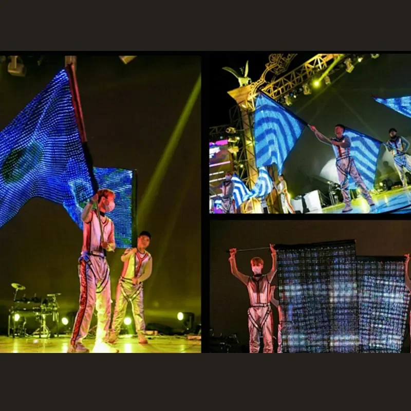 Flexible Transparent Curtain LED Mesh Display Grid Screen Advertising Building Background Wall Led Magic Carpet Banner