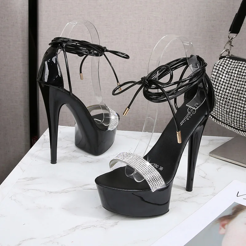 Summer Fashion Platform High Heels for Ladies 15 CM Thin Heel Lace-up  Sandals Pole Dance Wear Sexy High Heels Sandals Women