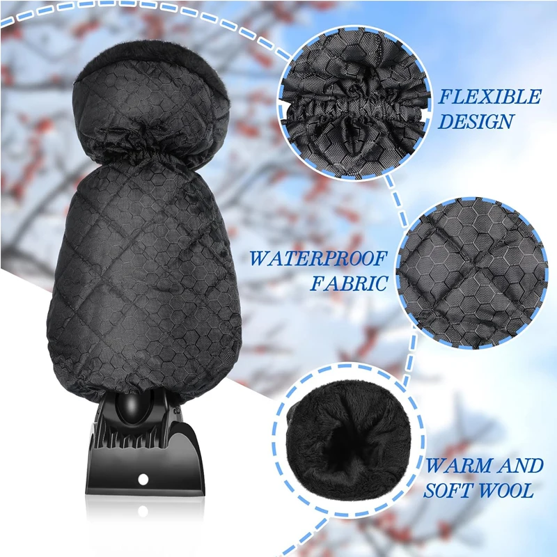 Warm Ice Scraper With Glove Detachable Windshield Scraper Waterproof Snow Scraper Remover Glove