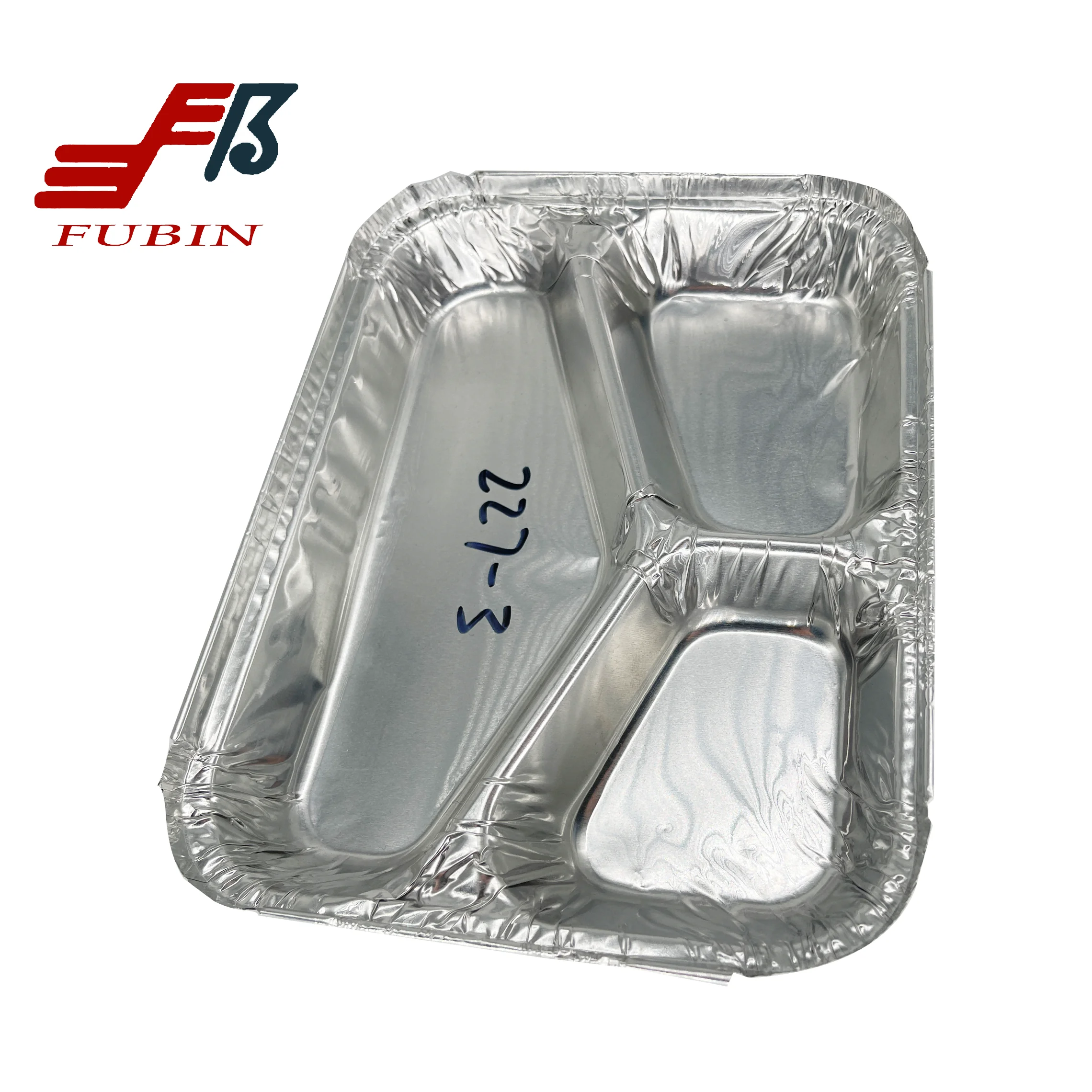 Disposable Aluminum Dinner Tray with Paper Lids 3 Compartment Foil Pan