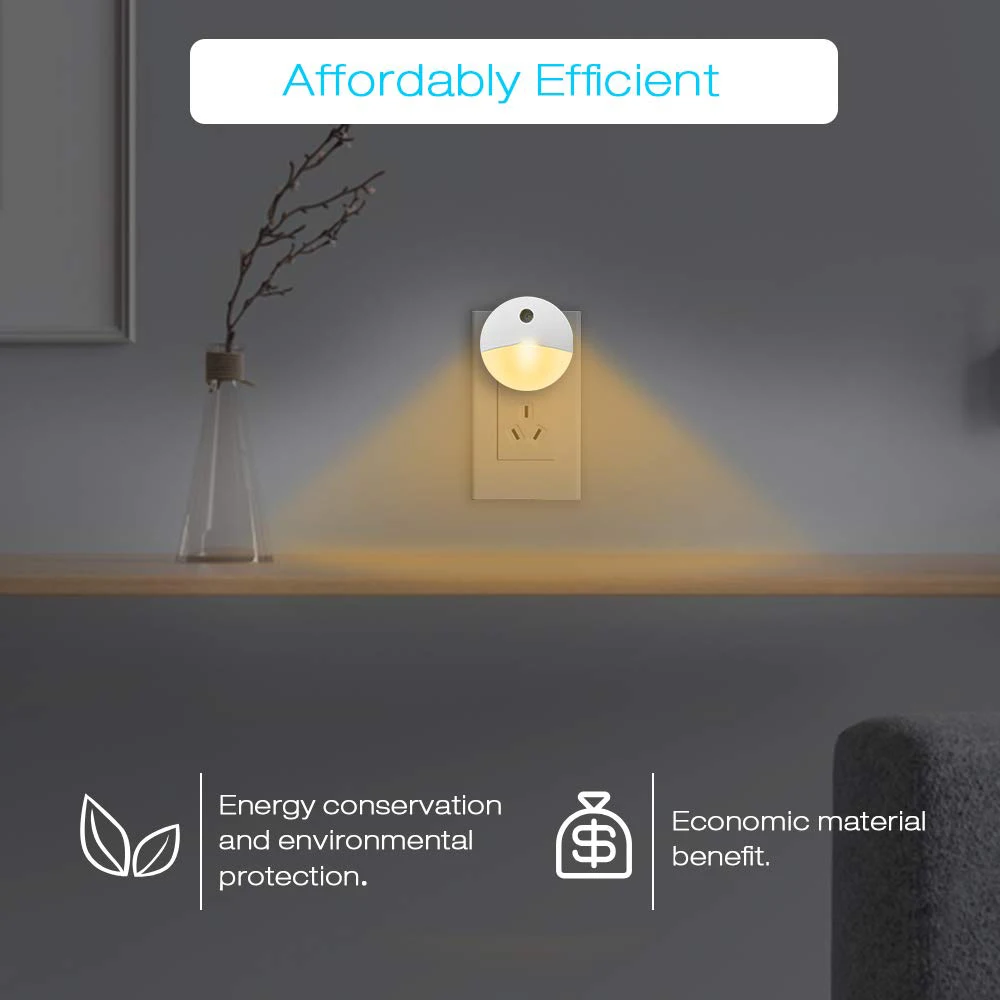 product for bedroom bathroom kitchen hallway stairs dusk to dawn sensor warm white energy efficient led plug in night light-39