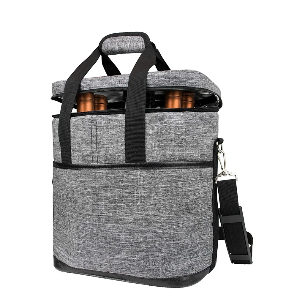 Buy Premium Insulated 6 Bottle Wine Carrier Tote Bag