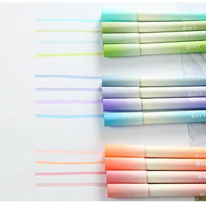 H01 Wholesale Pastel Style Marker Pen Set Gradient Highlighter with Oblique Brush Tip for School 360 Sets Per Carton