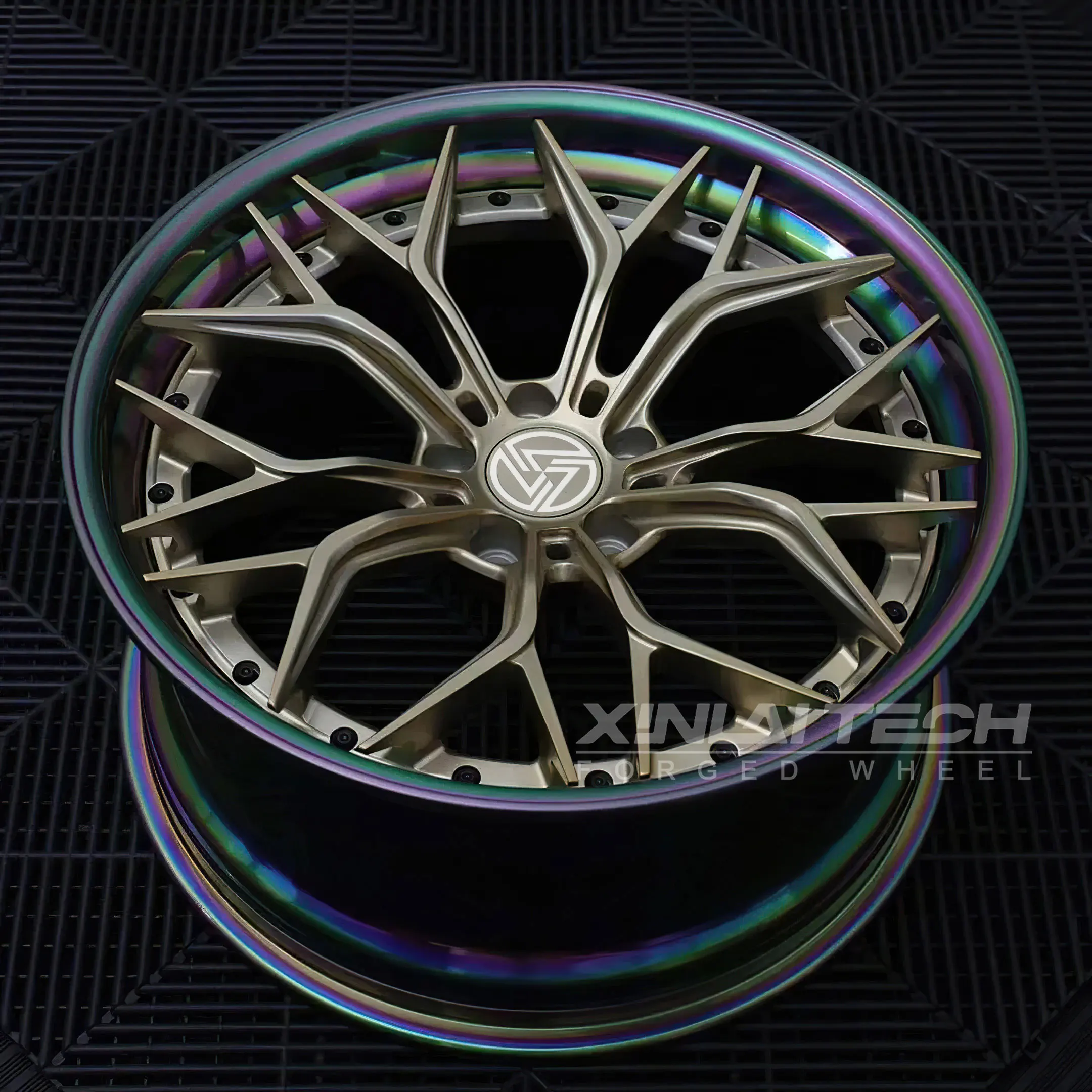XL 2-Piece Brushed Bronze Deep Concave Forged Alloy Wheels 5x120 6x139.7 5x112 5x114.3 Dual Finish Multi-Spoke Custom Wheels - Image 1