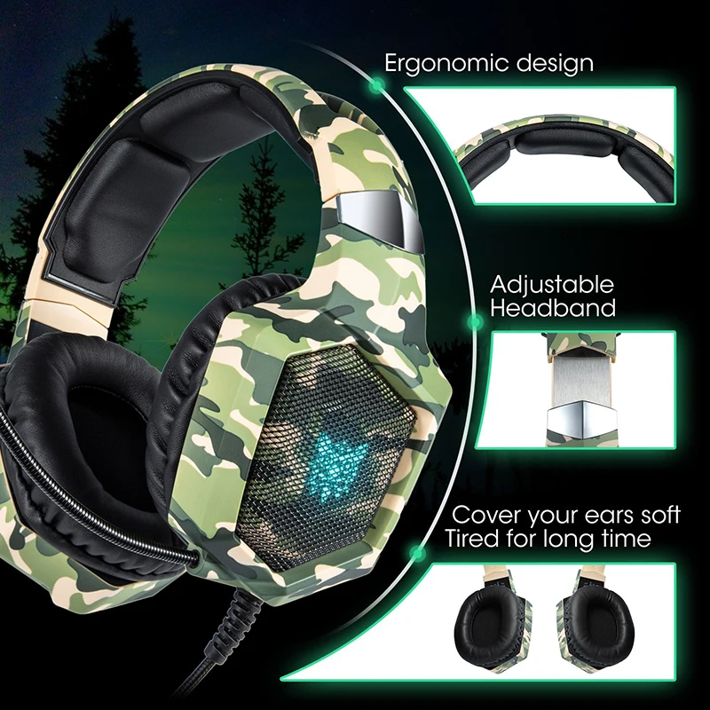 ONIKUMA K8 Camouflage Gaming Headphones Noise Cancelling