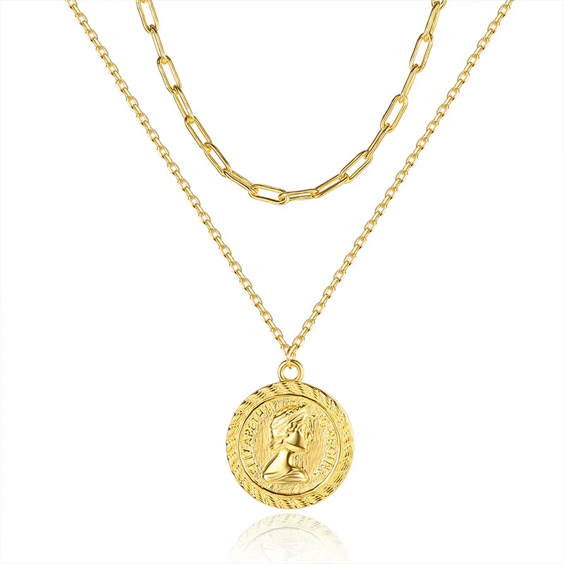 Statement Necklace S925 Silver Double Layer Link Chain