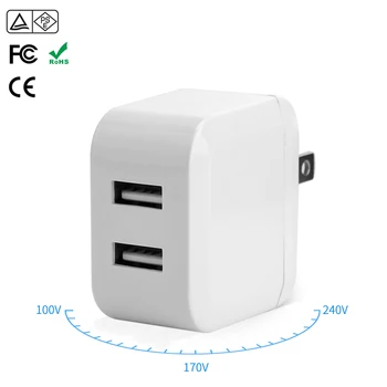 Folding plug portable 5V 2.4A dual socket ports mobile phone USB travel fast charger wall power adapter for phone and tablet