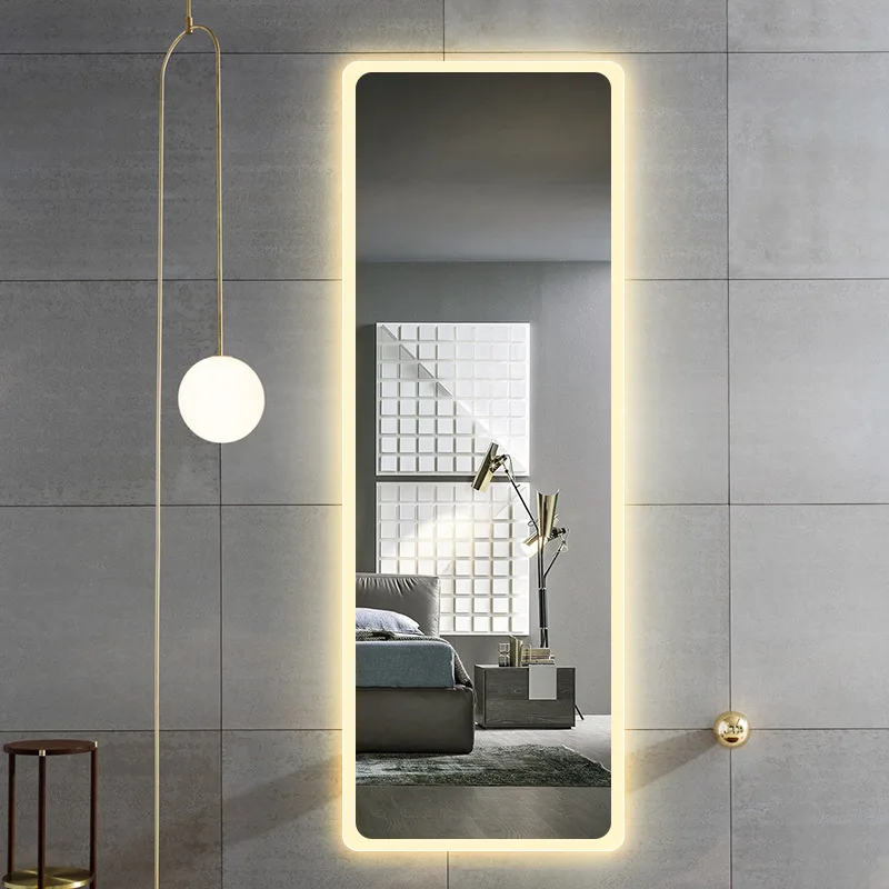 Wholesale Large Size Smart Mirror Glass Sandblast Dressing Frameless Touch Screen Light Dressing Led Mirror