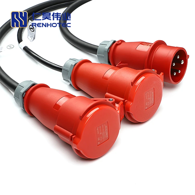 22kw Portable Charging Cable Type 2 3 Phase 32A Connector Mode 2 IEC 62196  to Red Cee Plug with 5 Meters Cable - China Mode 2 IEC 62196 to Red Cee  Plug