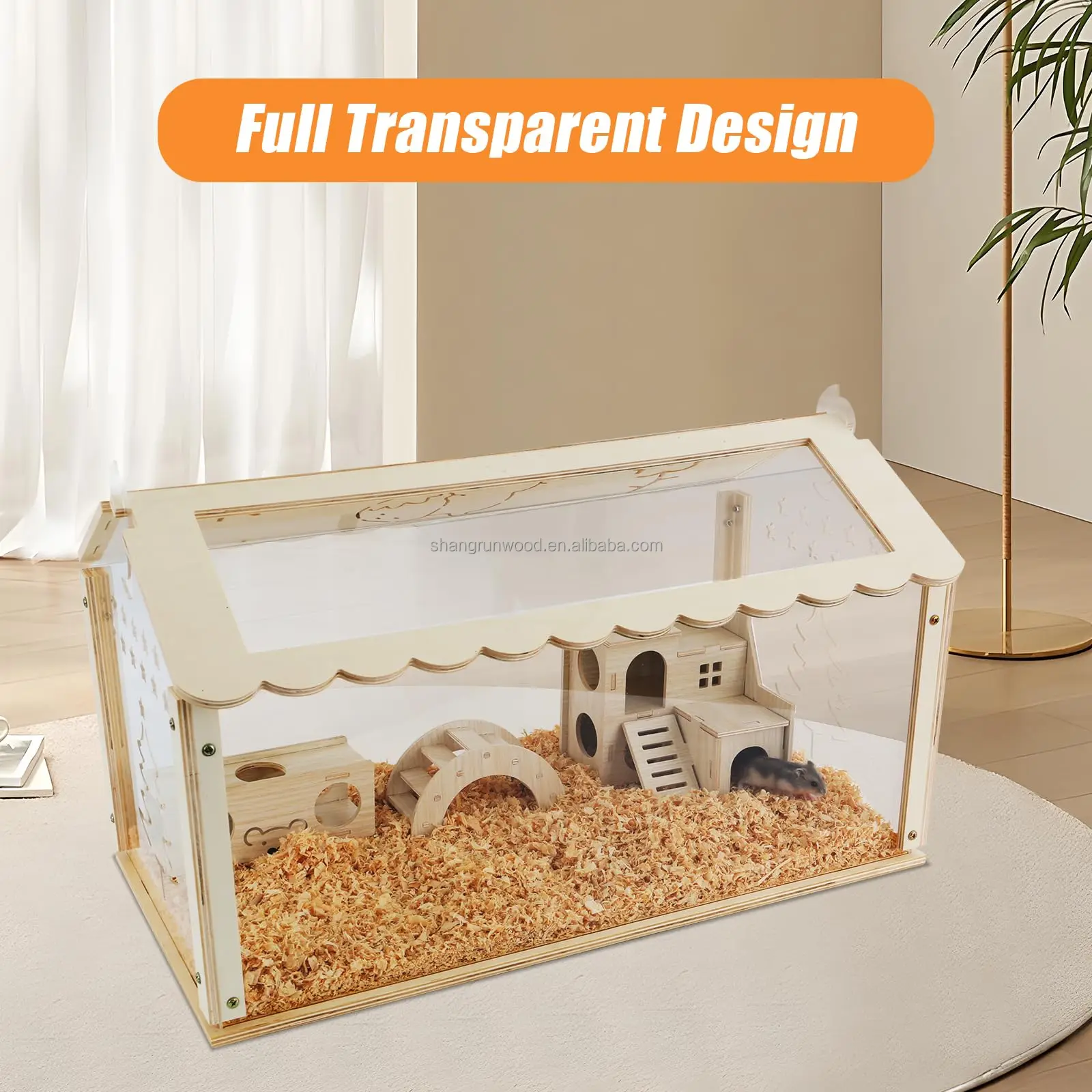 Alibaba.com: Natural Wood Hamster Cage with Acrylic for Gerbil, Syrian ...