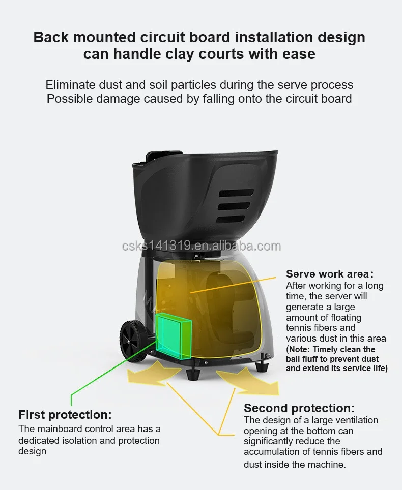 New Indoor Training Launching Feeding Tennis Ball Machine with APP and remote control Special Designed for indoor court details